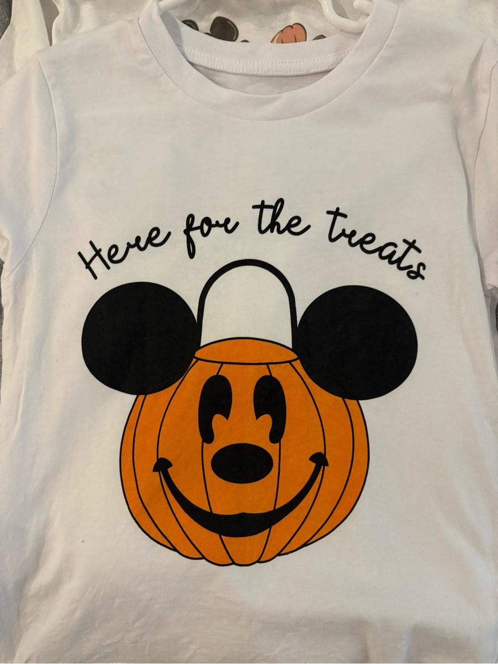 Mickey Pumpkin White Tee with Orange Pumpkin and Black Ears